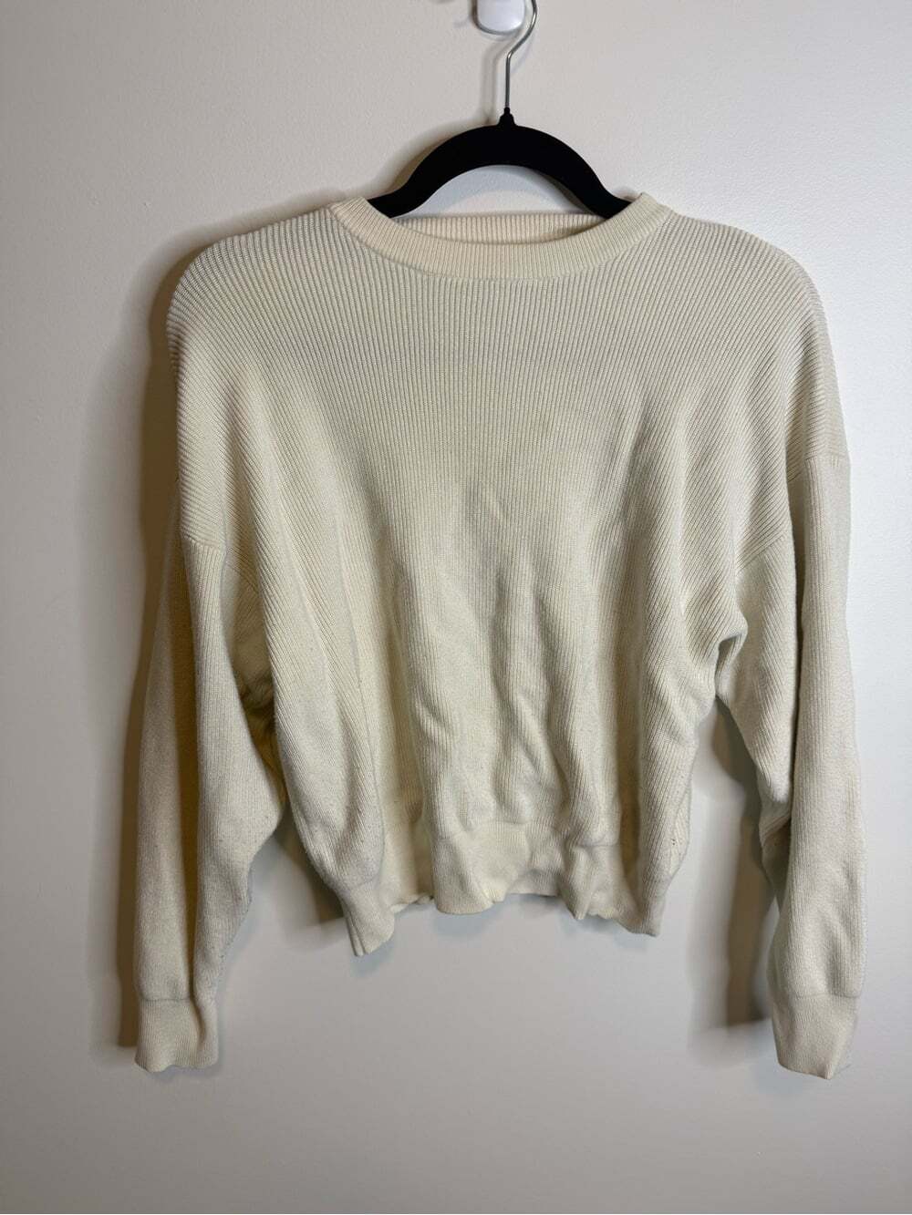 Brunette The Label Cream Ribbed Crewneck Sweater size xs / small